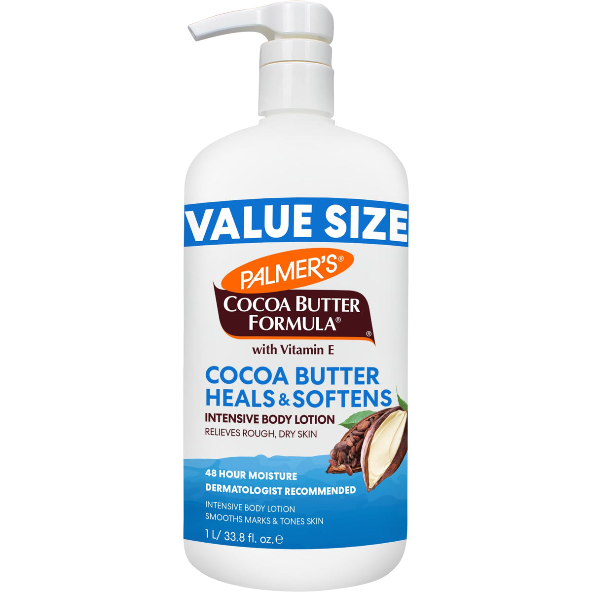 Palmer's Cocoa Butter Body Lotion 33.8 Fl Oz front view with pump
