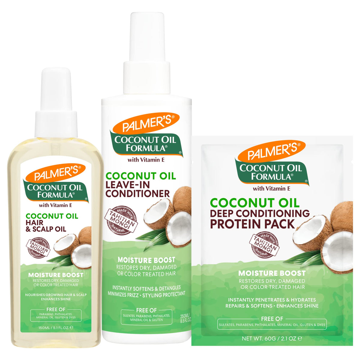 Palmer's Coconut Hair Care Bundle front view with three products