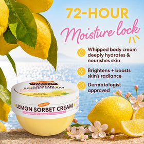 Palmer's Lemon Sorbet Brightening Whipped Body Cream with lemon slices