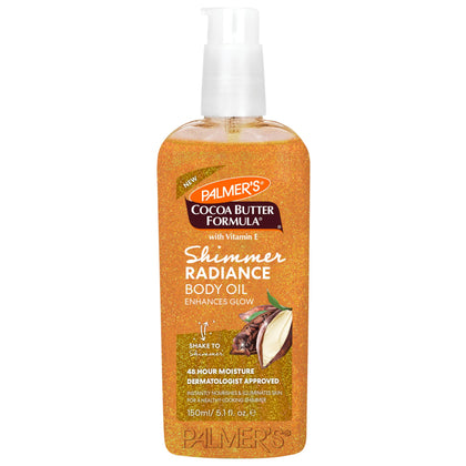 Palmer's Shimmer Body Oil front view with golden shimmer