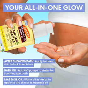 Palmer's Tahitian Vanilla Body Oil in use on skin