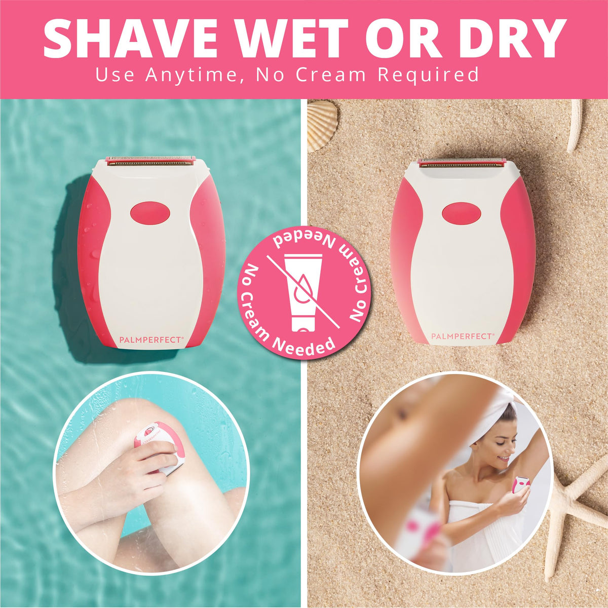 palmperfect Electric Shaver for Women dry use demonstration