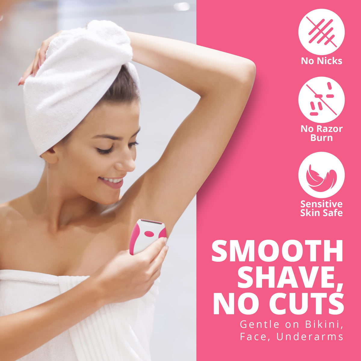 palmperfect Electric Shaver for Women side view showing ergonomic handle