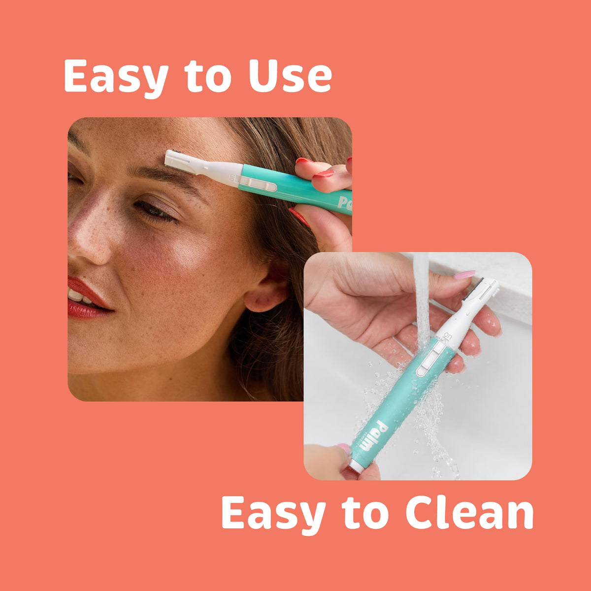 palmperfect Face Razor demonstrating precision grooming on eyebrows