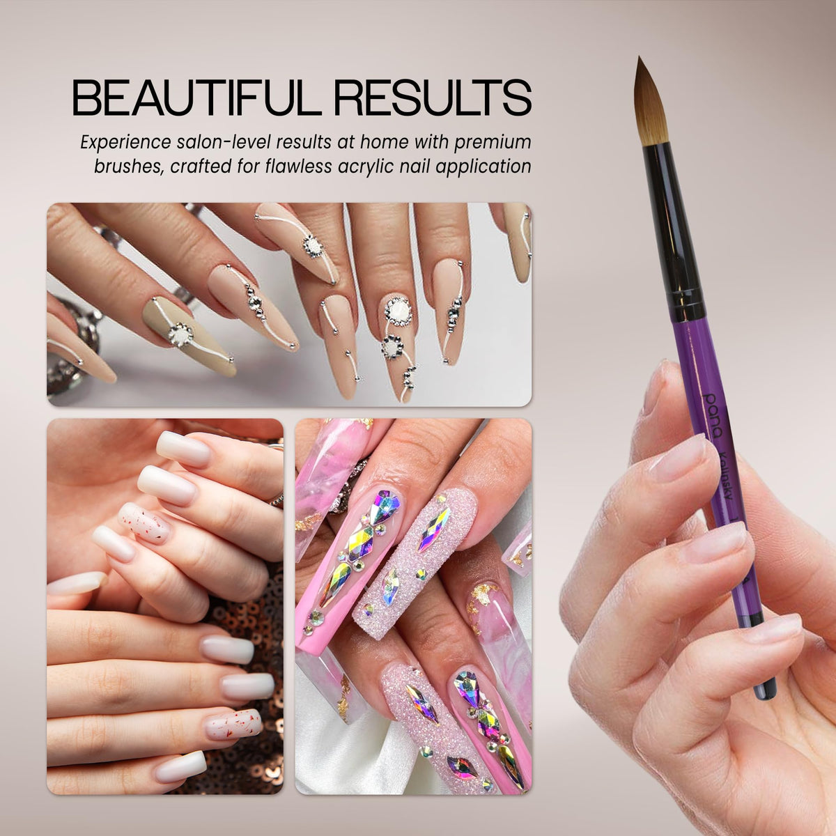 PANA acrylic nail brush demonstrating smooth application on nails