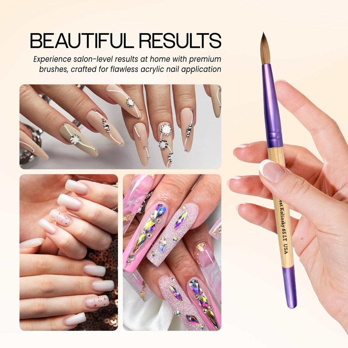 PANA Acrylic Nail Brush with purple ferrule and Kolinsky hair