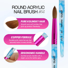 PANA acrylic nail brush with vibrant pink ferrule