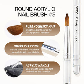 PANA Kolinsky Nail Brush displayed on a workstation