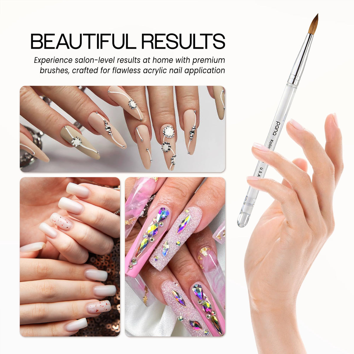 PANA Kolinsky Nail Brush round brush tip detail