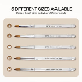 PANA Kolinsky Nail Brush Size 8 on a nail art table