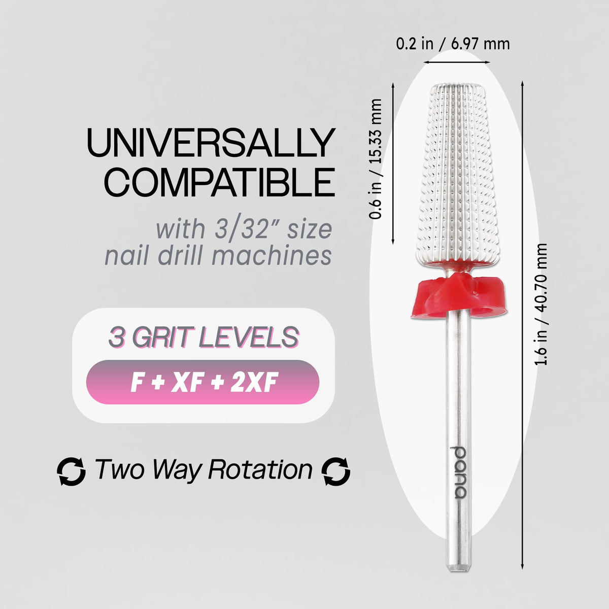PANA Nail Carbide 5 in 1 Bit showing 3/32 inch shank