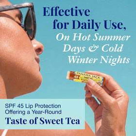 Panama Jack Sunscreen Lip Balm SPF 45 Sweet Tea in hand