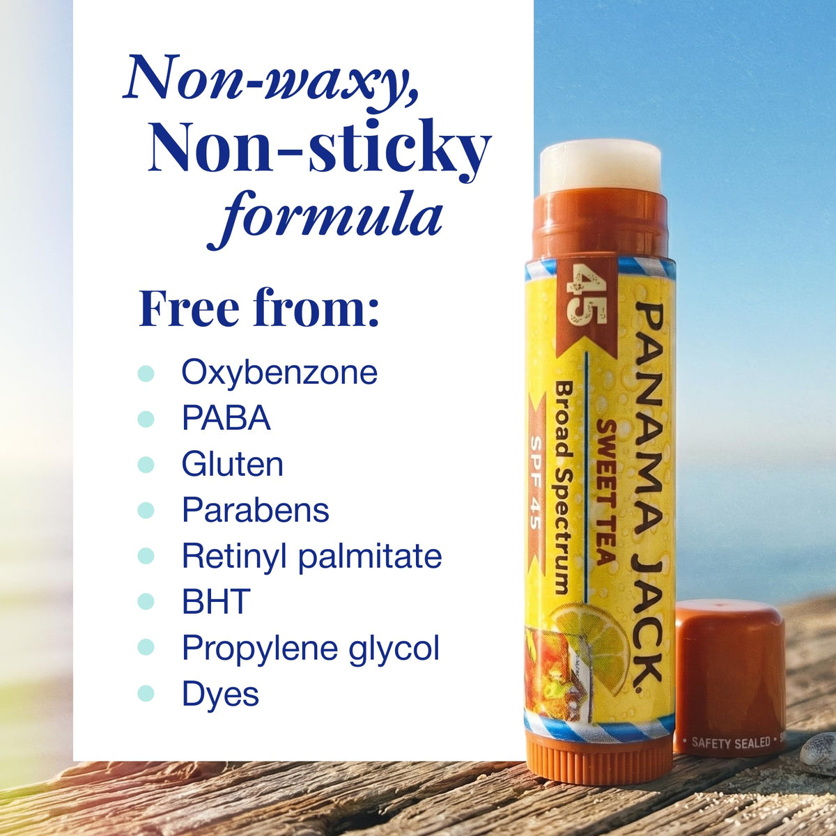 Panama Jack Sunscreen Lip Balm SPF 45 Sweet Tea outdoor setting