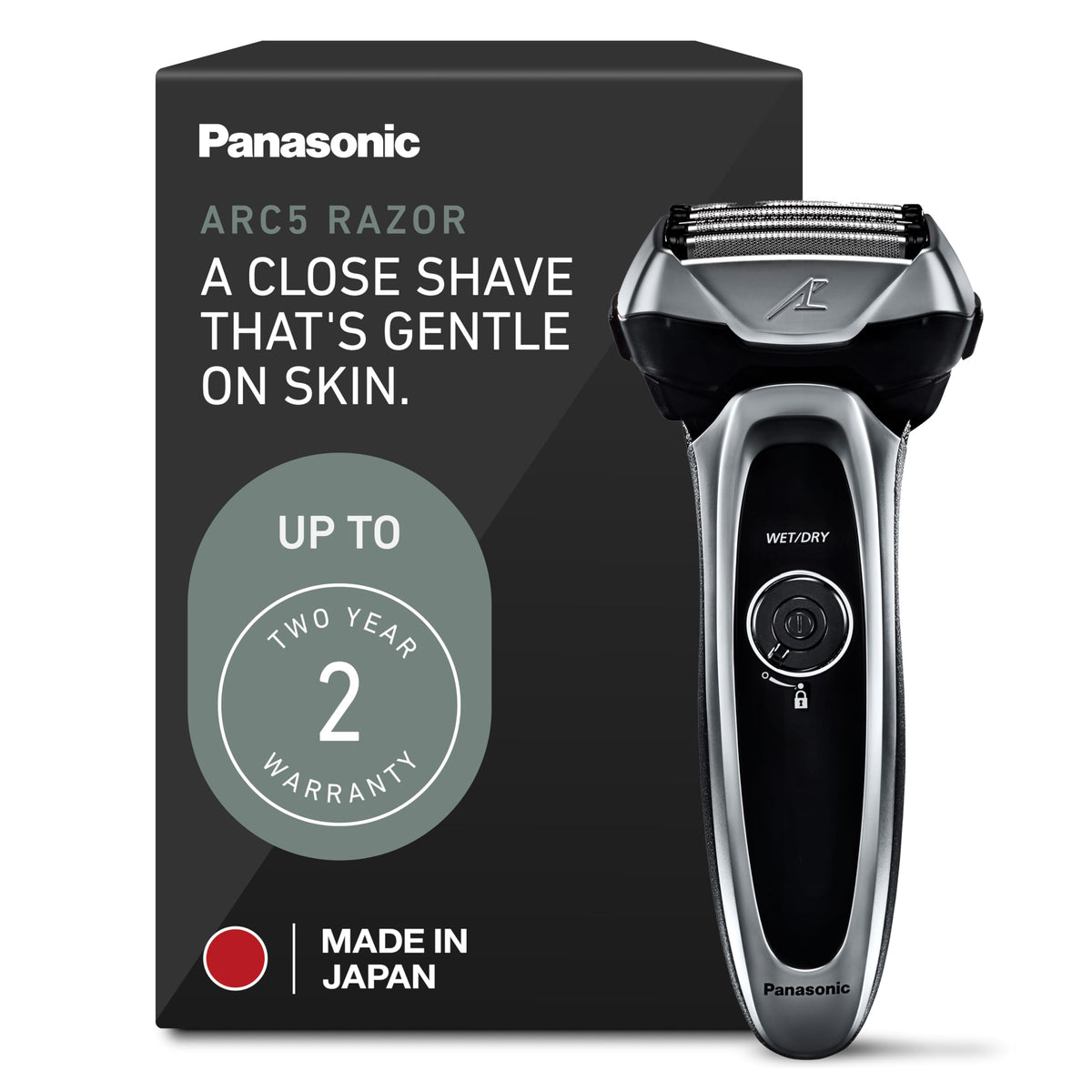 Panasonic ARC5 Electric Razor ES-LV65-S front view with silver finish