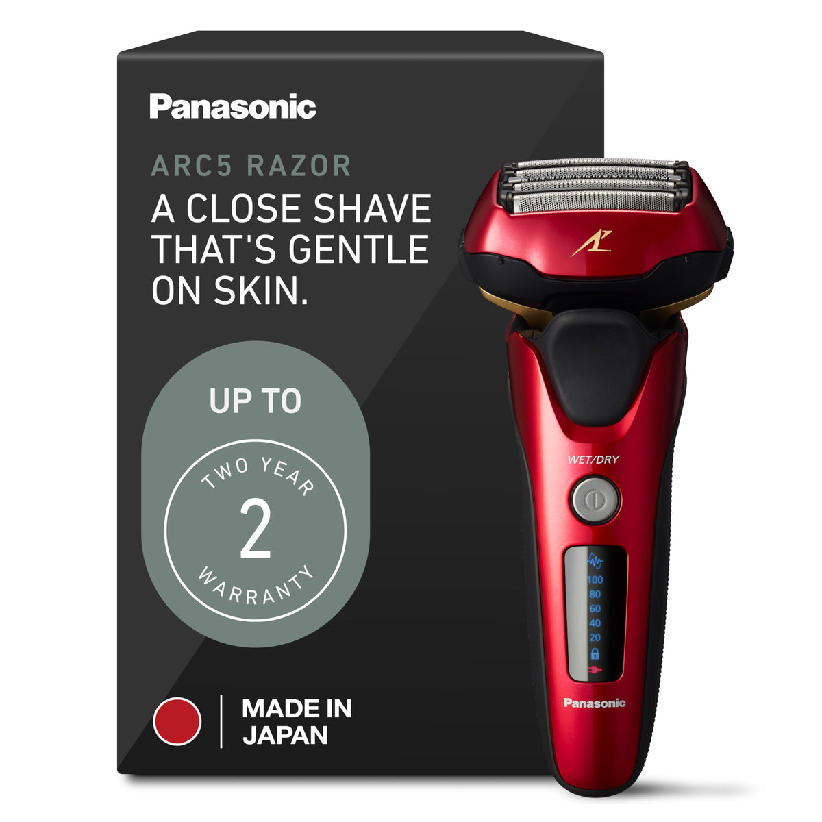 Panasonic ARC5 Electric Razor front view with red finish