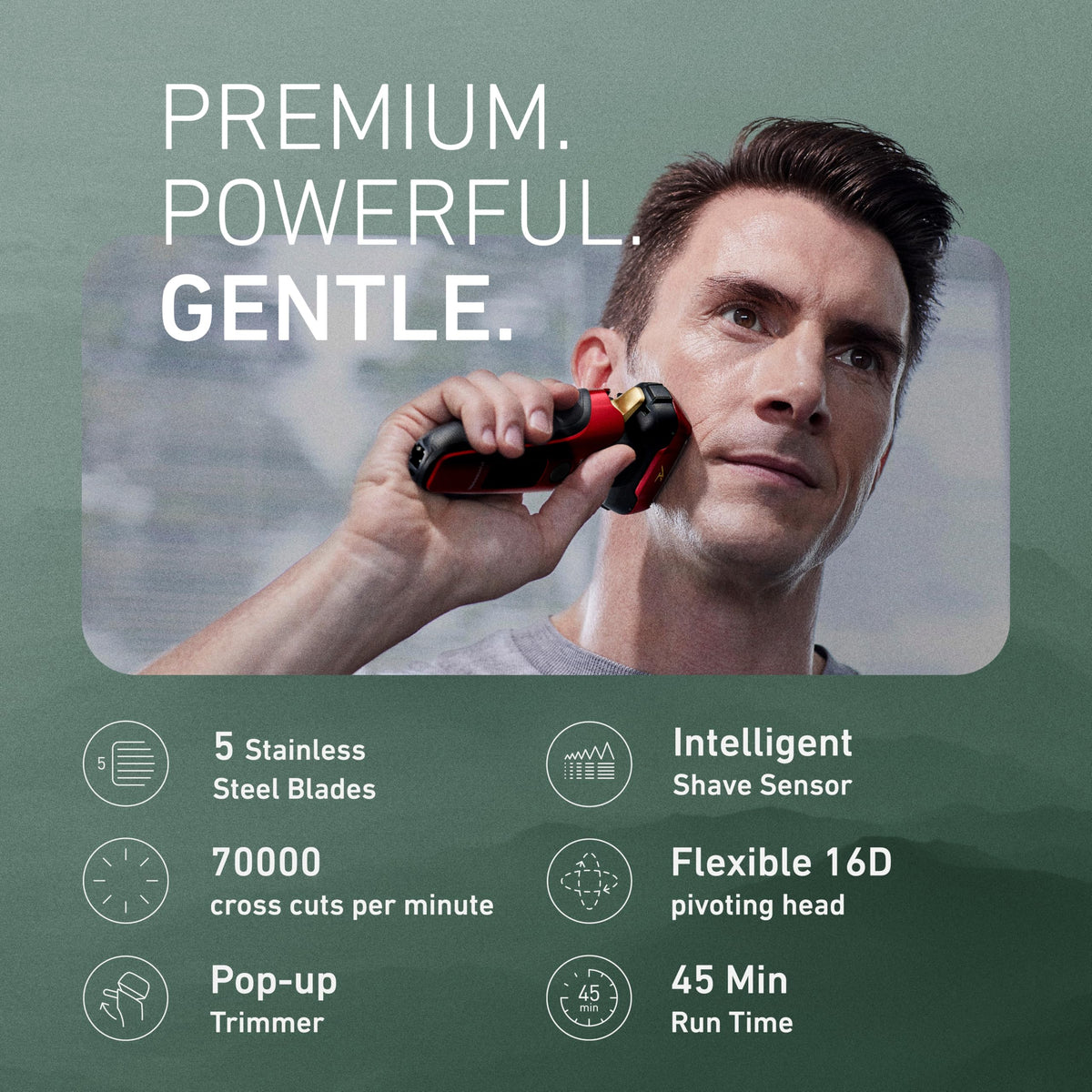 Panasonic ARC5 Electric Razor showing flexible 16-D shaving head