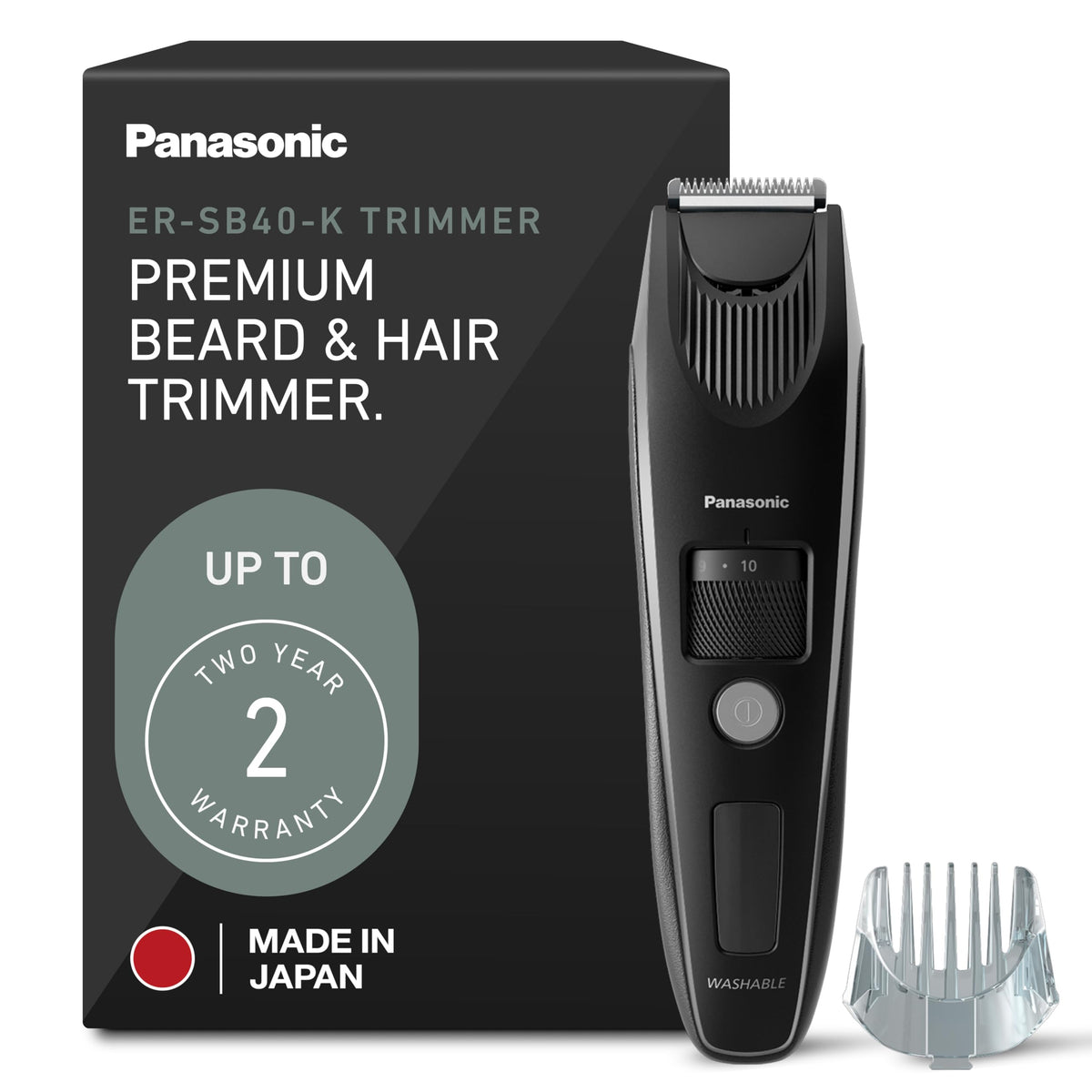 Panasonic Beard Trimmer ER-SB40-K front view with adjustable dial