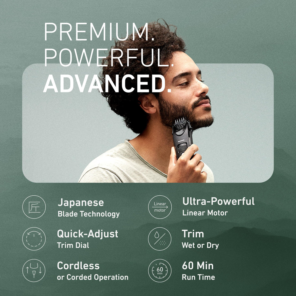 Panasonic Beard Trimmer ER-SB40-K side view showing ergonomic grip
