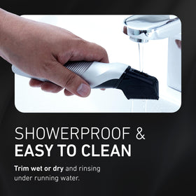 Panasonic body groomer showing adjustable comb settings