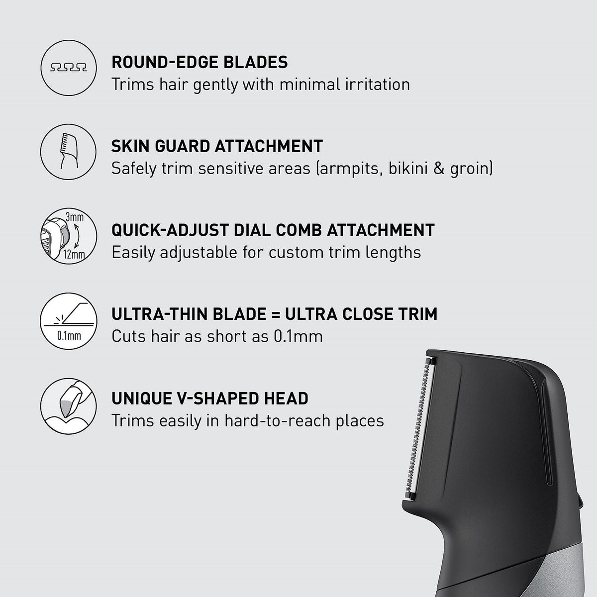 Panasonic Body Groomer showing V-shaped head
