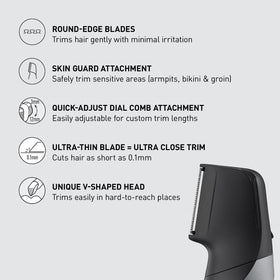 Panasonic Body Groomer showing V-shaped head