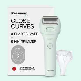 Panasonic Electric Bikini Trimmer front view with ergonomic handle