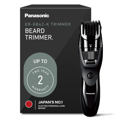 Panasonic ER-GB42-K beard trimmer front view with adjustable dial