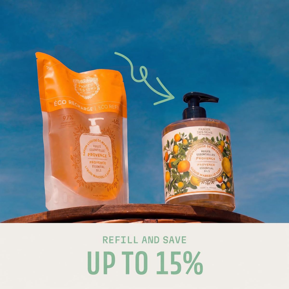 Panier des Sens Citrus Liquid Hand Soap bottle with pump
