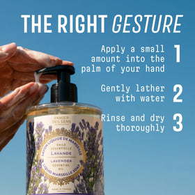 Panier des Sens Lavender Liquid Hand Soap in bathroom setting