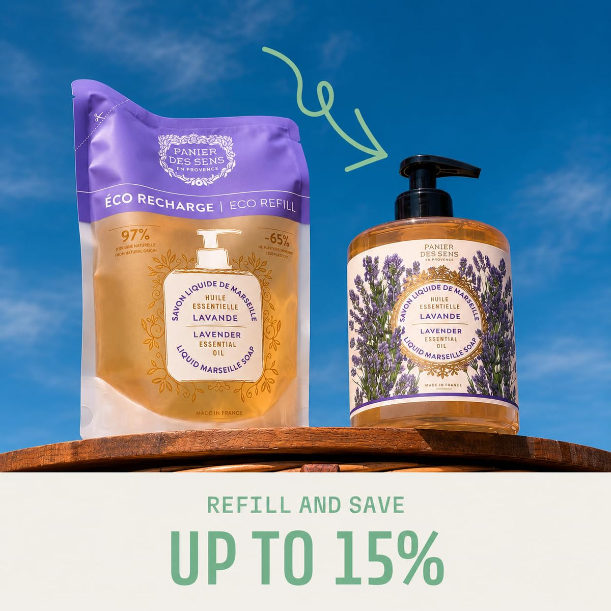 Panier des Sens Lavender Liquid Hand Soap refill bottle