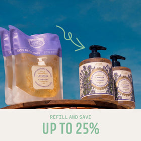 Panier des Sens Lavender Liquid Hand Soap with refill bottles