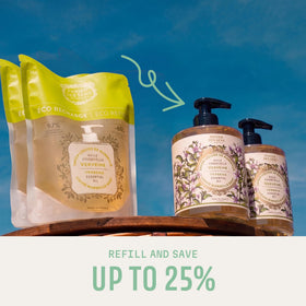 Panier des Sens Lemon Verbena Liquid Hand Soap with refill pouches
