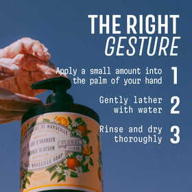 Panier des Sens Orange Blossom Liquid Hand Soap beside a sink