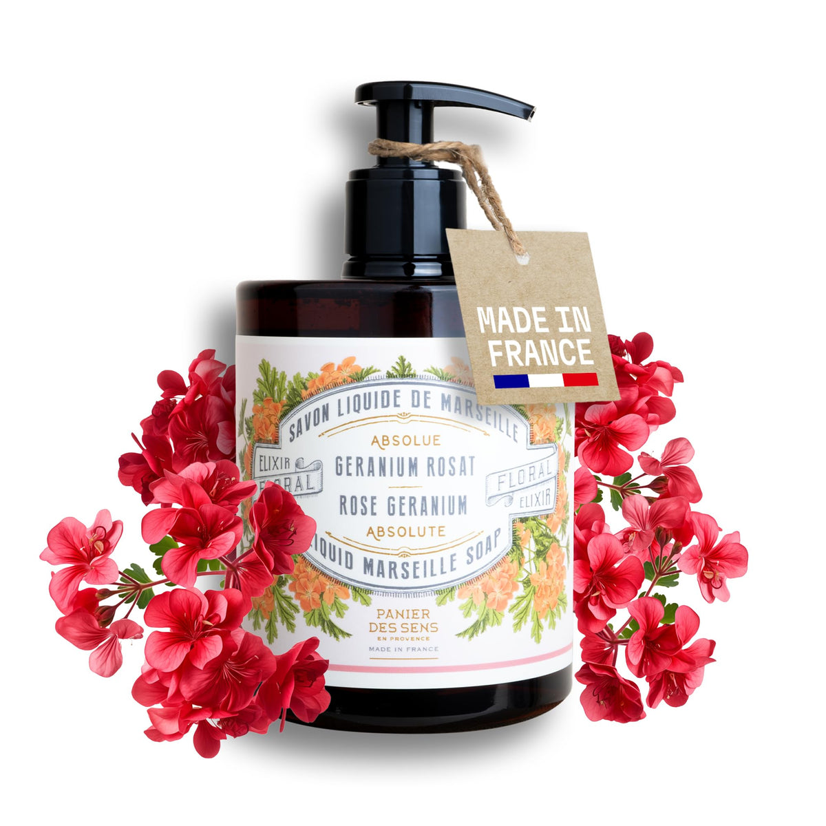 Panier des Sens Rose Geranium Liquid Hand Soap 500mL front view