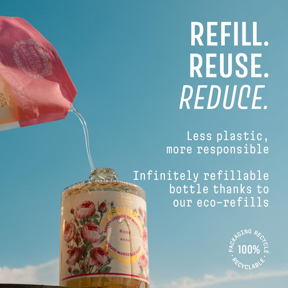 Panier des Sens Rose Liquid Hand Soap refillable design