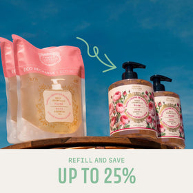 Panier des Sens Rose Liquid Hand Soap with refill bottles