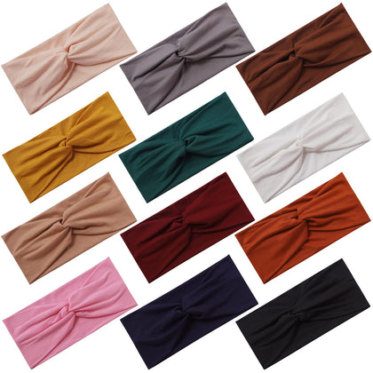 Panleding 12 Pcs Stretchy Headbands assorted colours front view