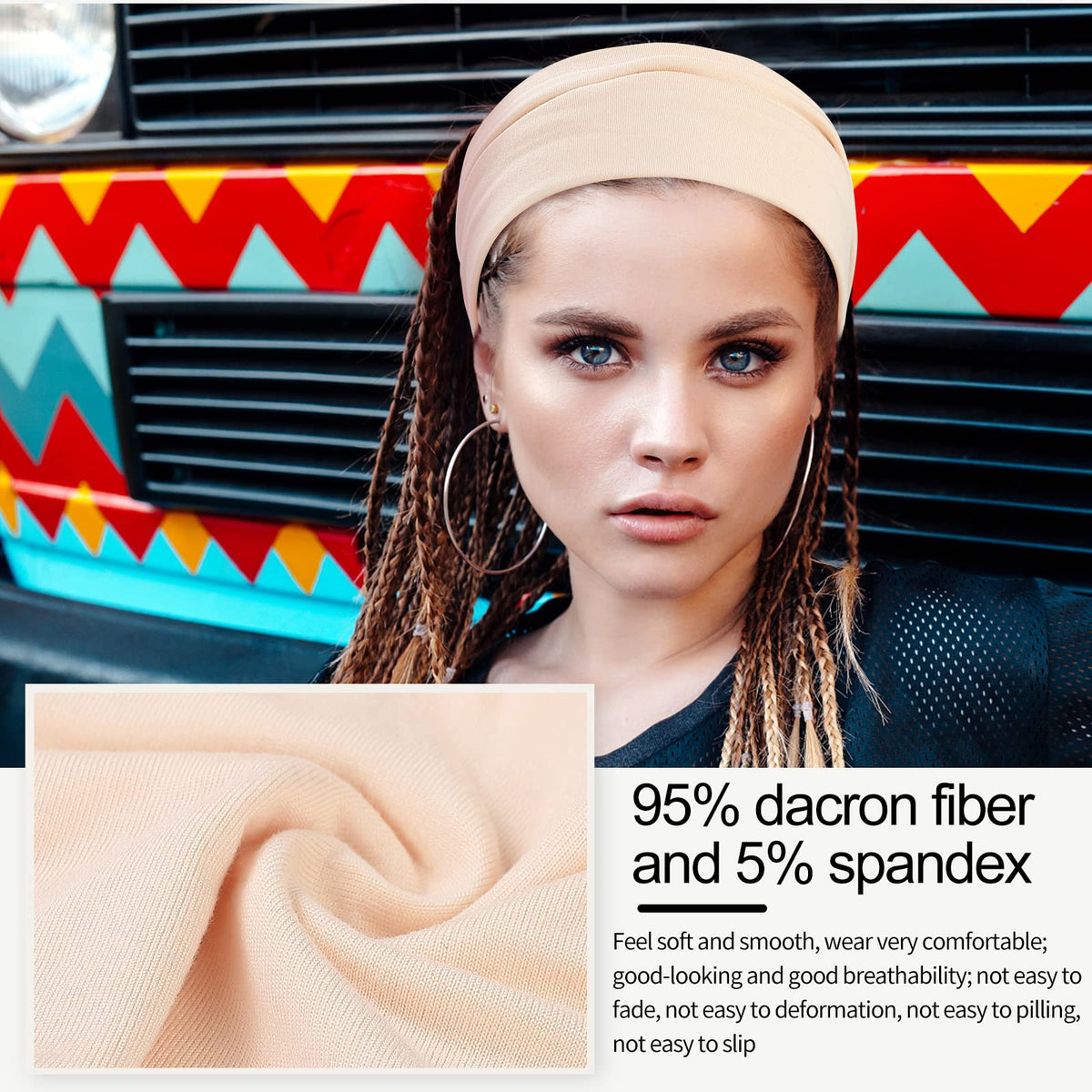 Panleding 12 Pcs Stretchy Headbands displayed in a neat arrangement