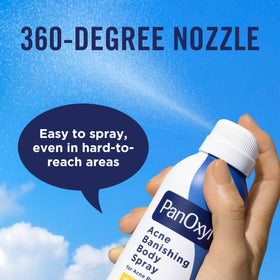 PanOxyl Acne Banishing Body Spray application on skin