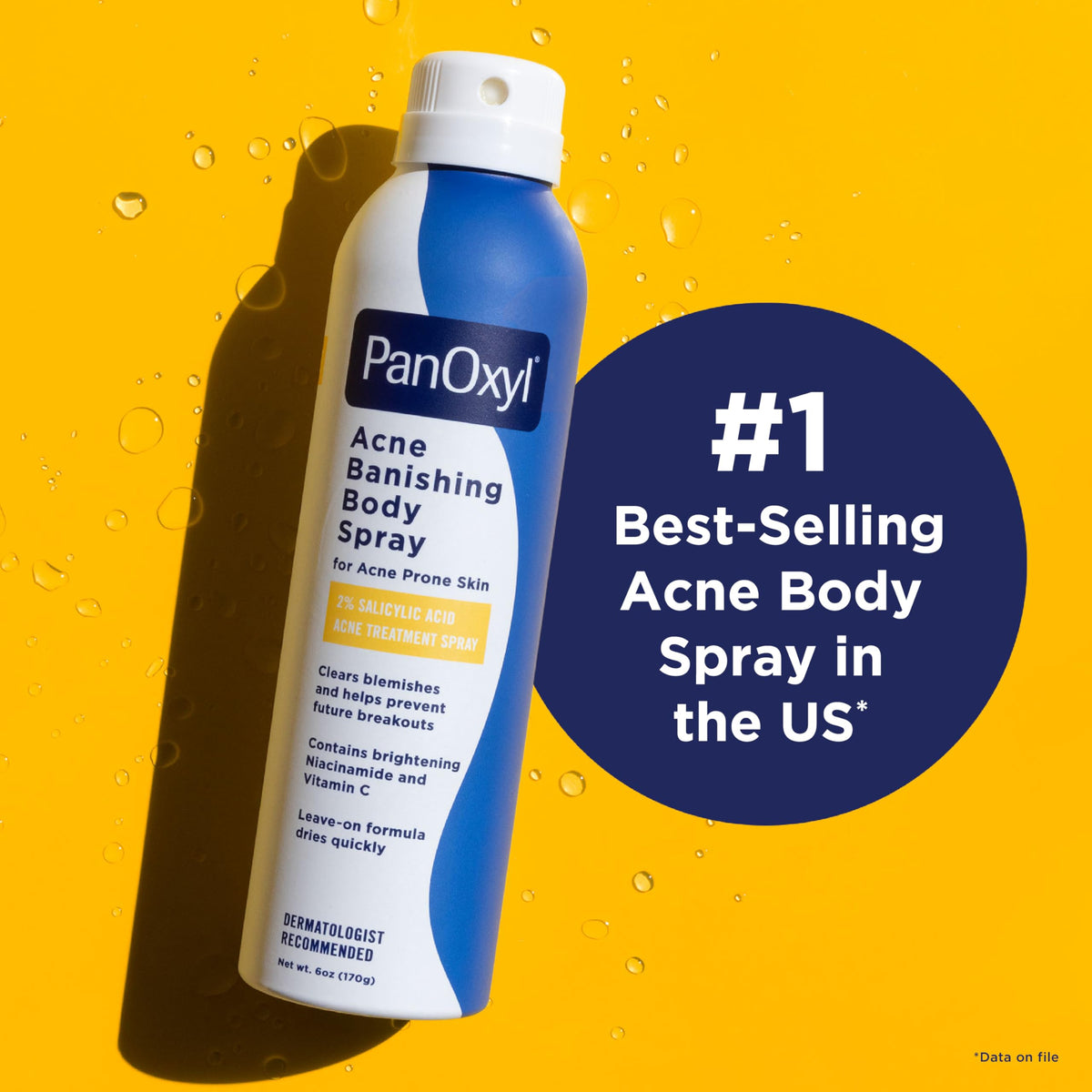 PanOxyl Acne Banishing Body Spray packaging with ingredients list