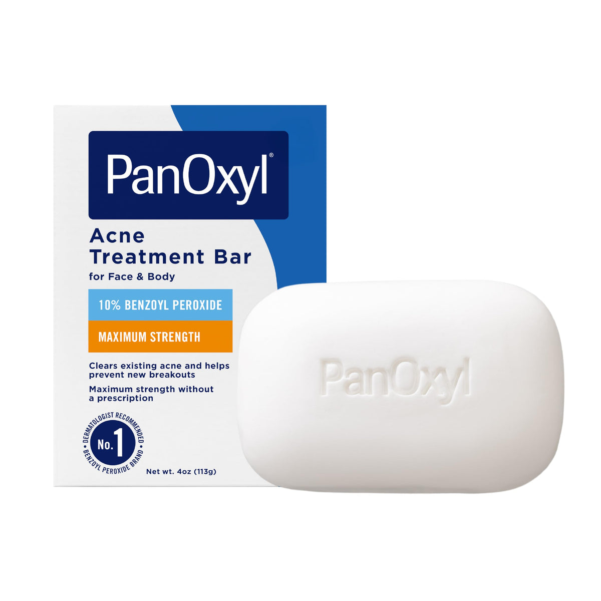PanOxyl Acne Bar front view with packaging