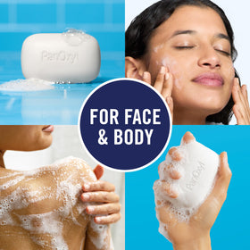 PanOxyl Acne Cleansing Bar on a bathroom counter
