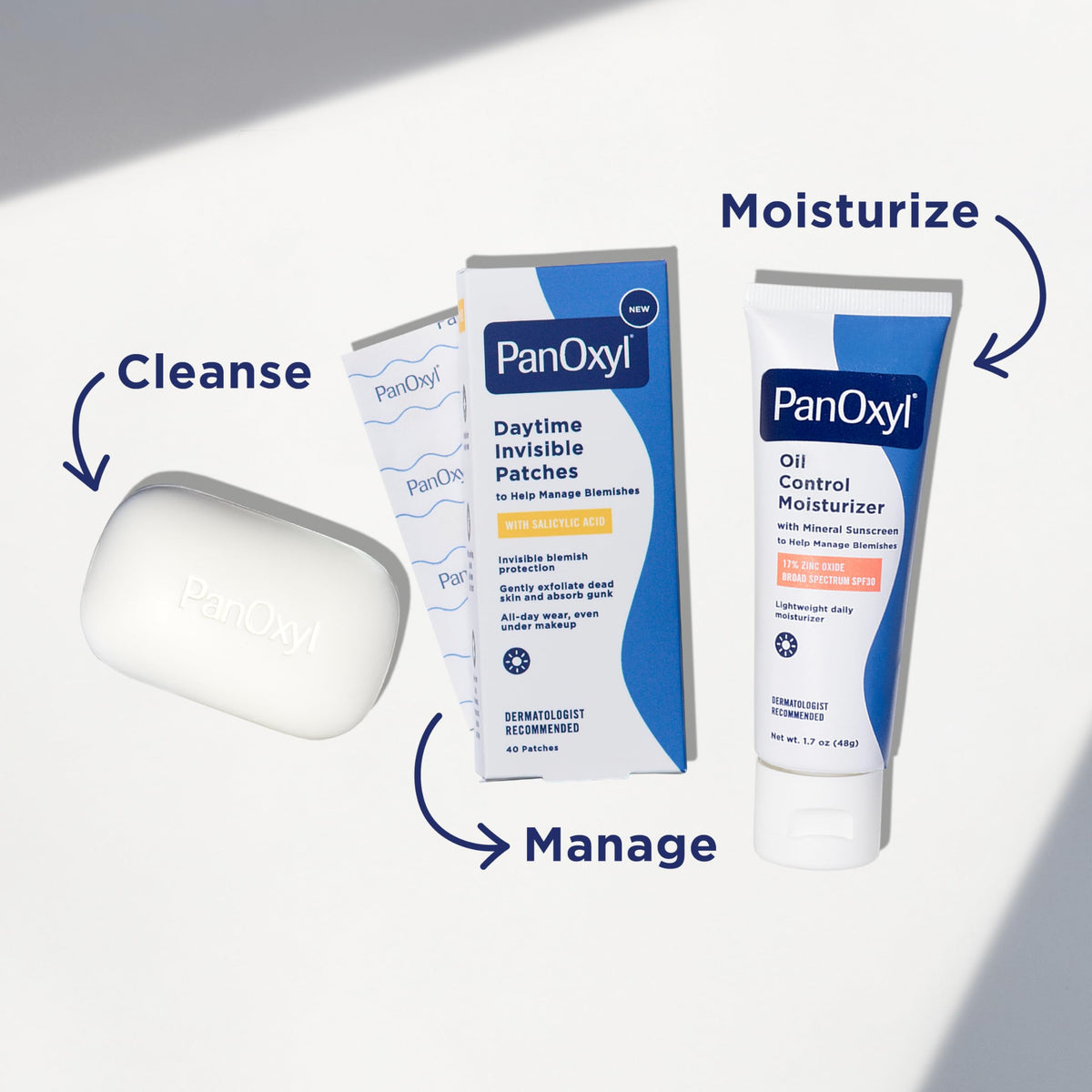 PanOxyl Acne Cleansing Bar with a clean skin look