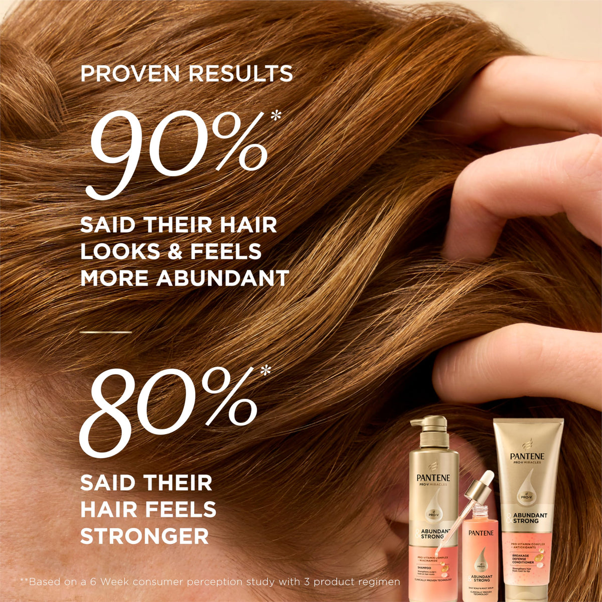 Pantene Abundant & Strong Conditioner 8 oz in bathroom setting