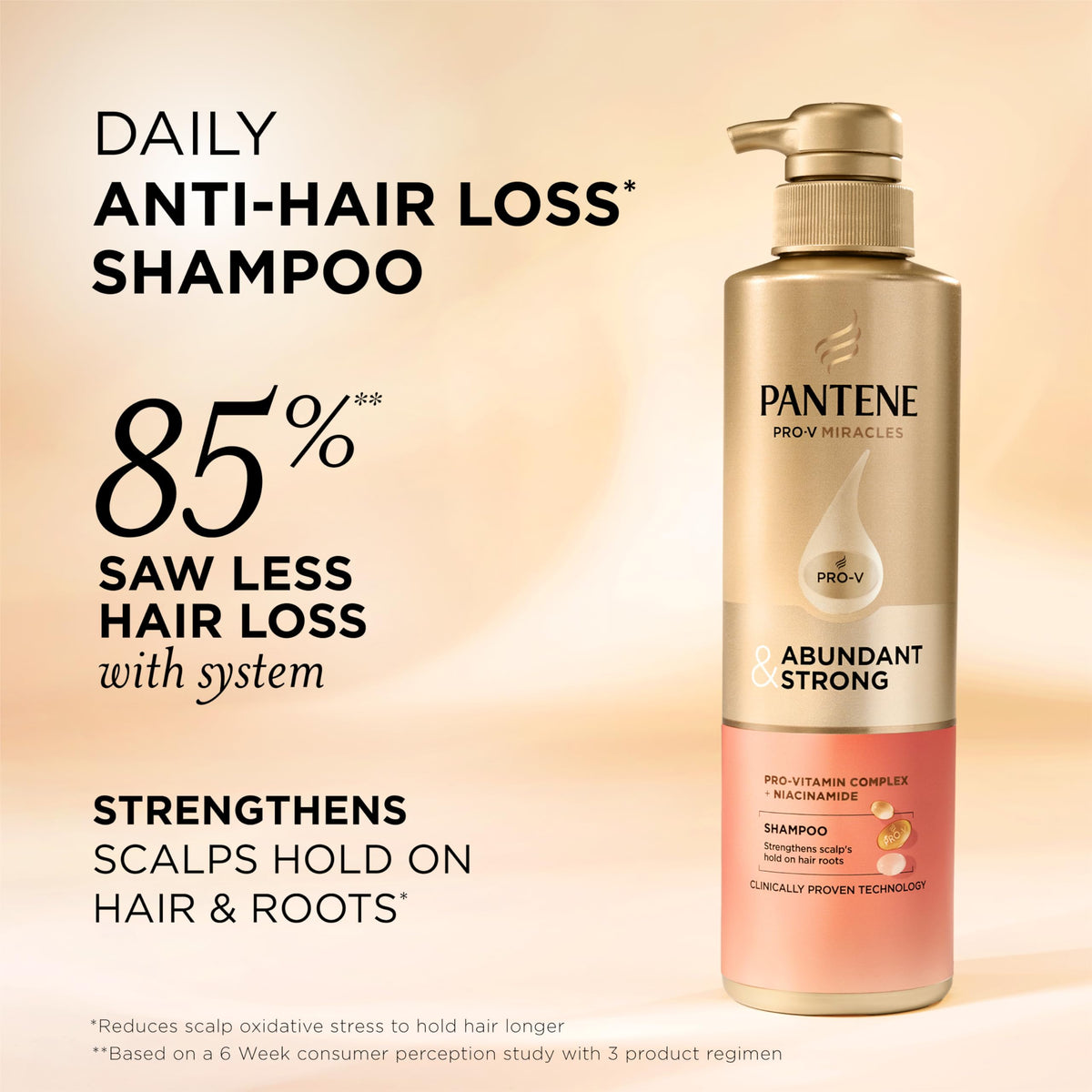 Pantene Abundant & Strong Shampoo 13.5 oz back view