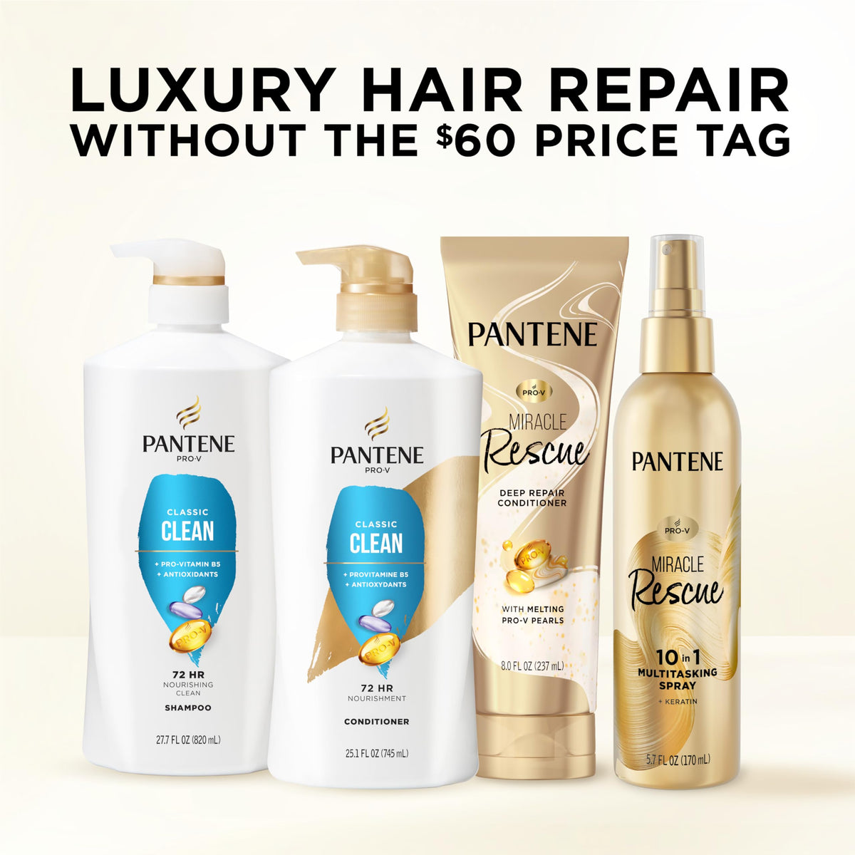 Pantene Classic Clean Shampoo in bathroom setting