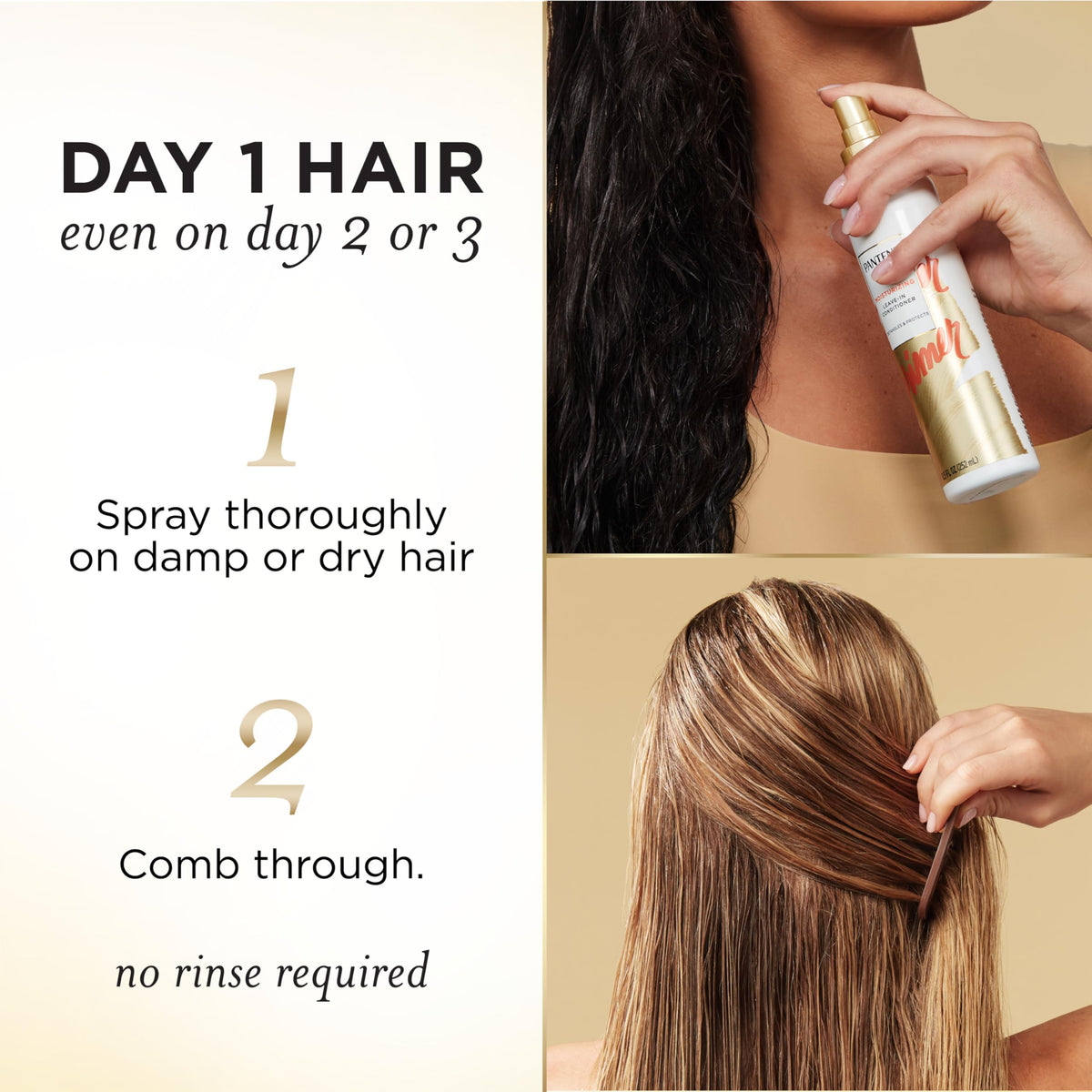 Pantene Conditioning Detangler Spray in use on hair