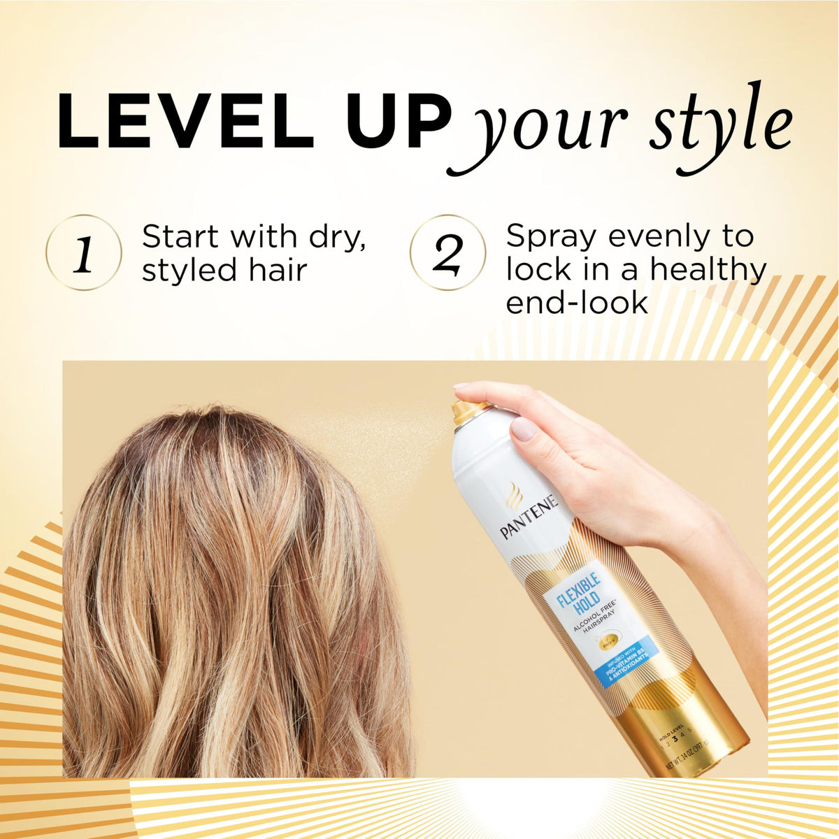 Pantene Flexible Hold Hairspray in a bathroom setting