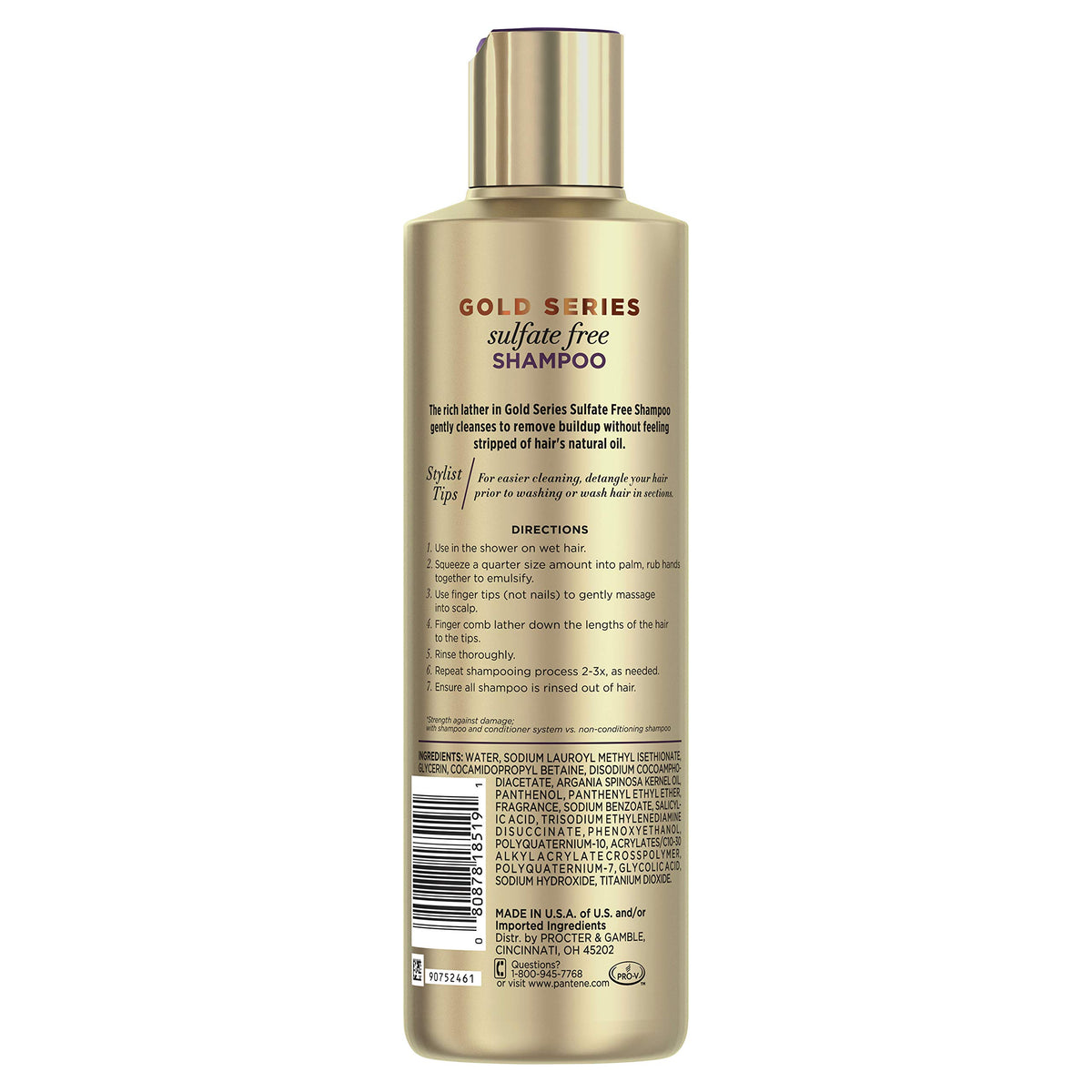 Pantene Gold Series Argan Oil Shampoo bottle with label