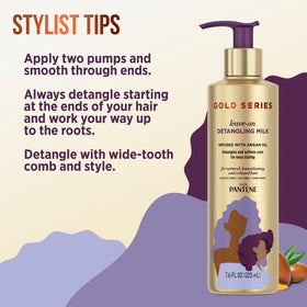 Pantene Gold Series Detangling Milk application on curly hair